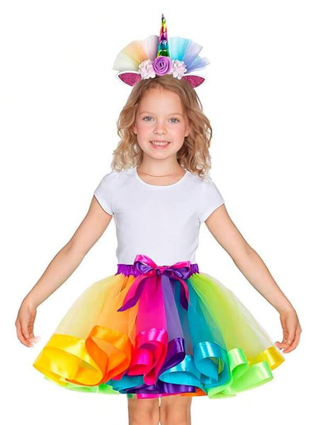Falda tul arcoíris de ballet con diadema de unicornio para niña– INTERUNEED  ONLINE SHOP